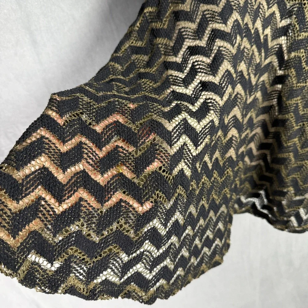 Free People Black Olive‎ Green Geo Crochet Knit Sheer Mini Tank Party Dress XS